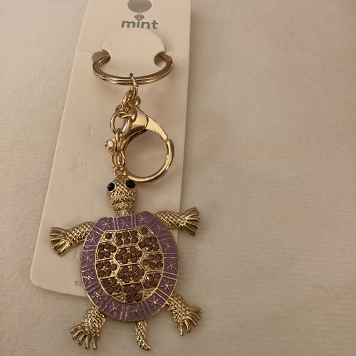 Purple Rhinestone TURTLE KeyChain Purse Charm