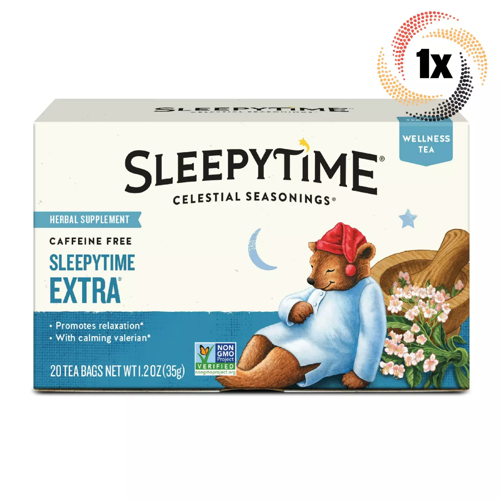 1x Коробка травяного чая Sleepytime Extra с небесными приправами | по 20 пакетиков в каждом | 1,2 унции