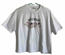 castro Women’s Size 1/S white angelic melody Short Sleeve crop t shirt