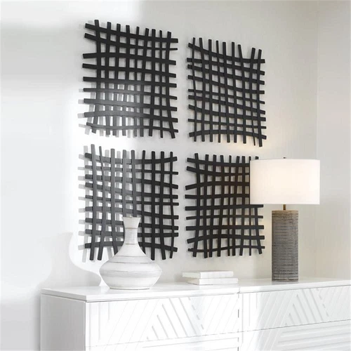 Uttermost Gridlines Square Abstract Grid Pattern Iron Metal Wall Decor in Black - Picture 6 of 7