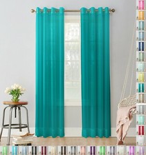 A pair of high quality Voile Curtain ring Top solid sheer 56" wide with 8 rings 