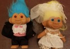 RUSS TROLL DOLLS wedding couple bride groom yellow blue hair groom