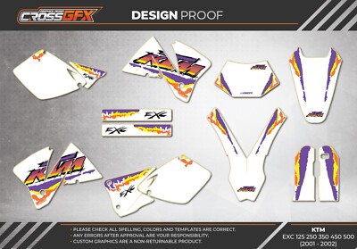 2001 2002 Graphics Kit KTM EXC 125 200 250 300 380 400 520 Decals Stickers Retro