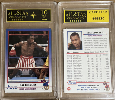 Sugar Ray Leonard 1991 Kayo Card #90 GRADED ASG 10 MINT #G