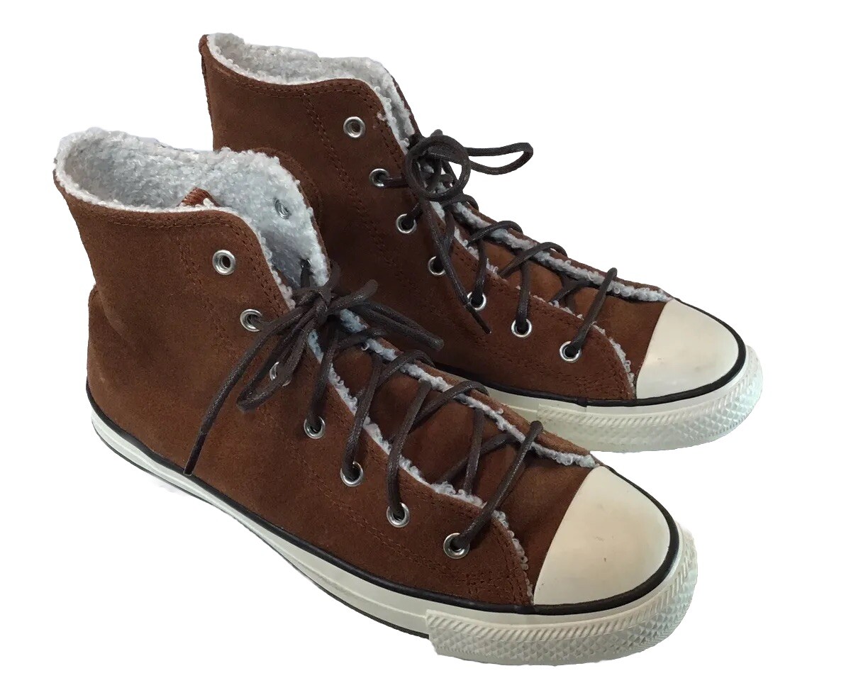 Converse brown leather fleece lined high tops Brown Converse Womens Buy Converse Brown Chuck Taylor Fleece  main image 4