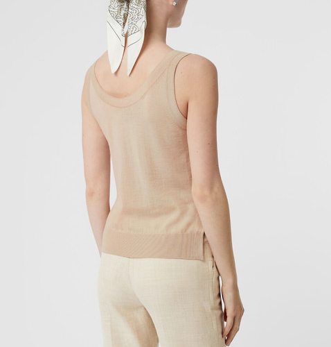 Burberry - Top - Beige Brown Knit Wool&Silk Sleeveless Vest - XS New&Tag - Picture 3 of 5