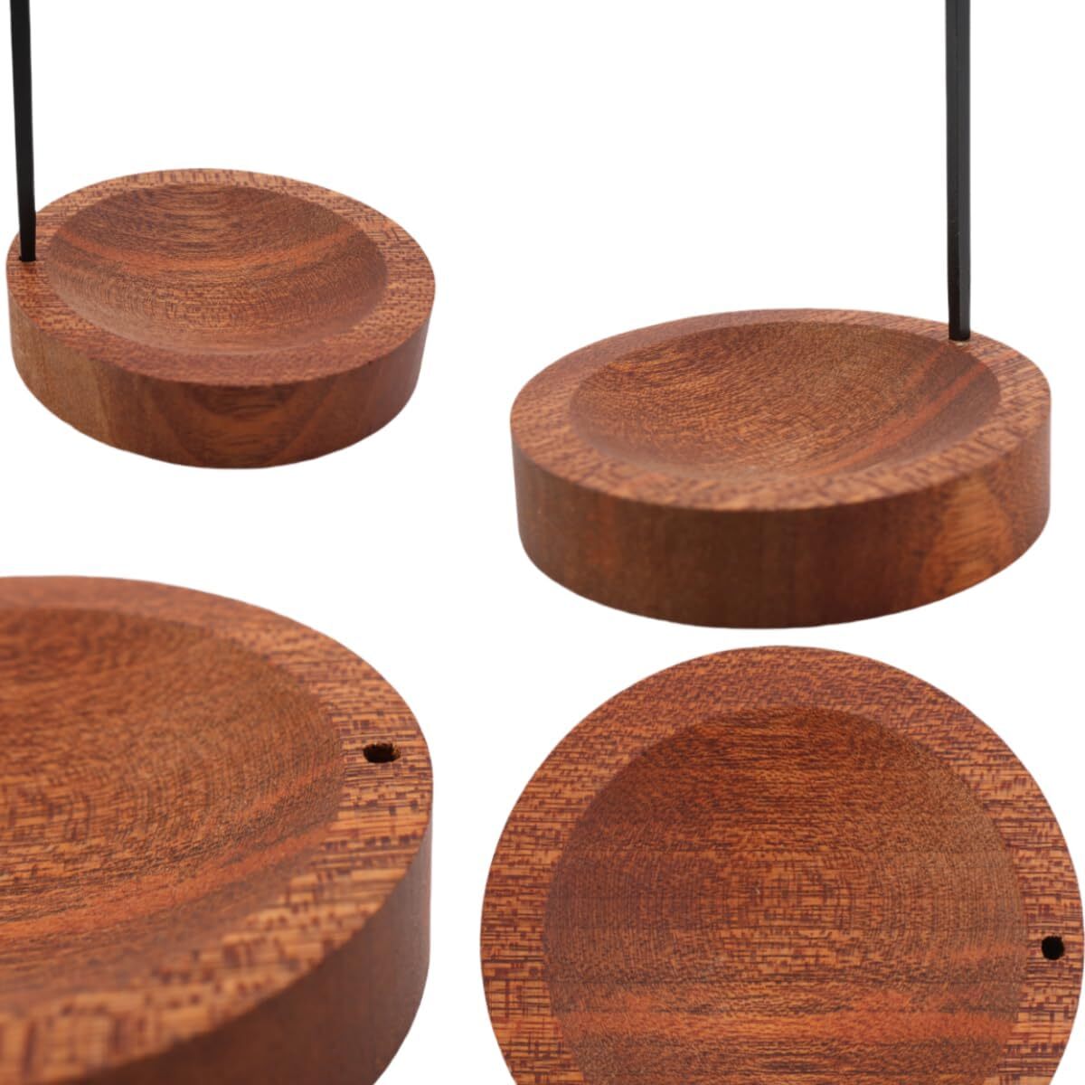 Incense Holder for Sticks, Handmade Upside-Down Incense Burner with Wooden Tray,