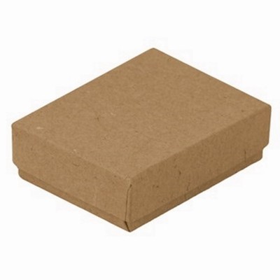 100 Kraft Brown Cotton Filled Jewelry Packaging Gift Boxes 3 1/4'' x 2 1/4'' x 1''