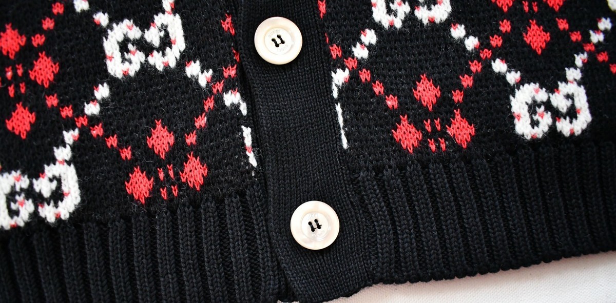 New Authentic GUCCI GG LOGO Diamond/Argyle Print WOOL Knit