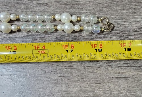 Vintage White & Clear Beaded Long Necklace 36" - Picture 5 of 5