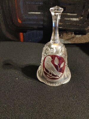 Vintage HOFBAUER Decorative BELL LEAD CRYSTAL RED BYRDES/BIRD West Germany 8''H