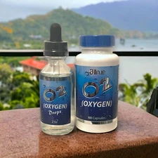 Oxygen O2 capsules & drops promotes healthy liquid oxygen level cleanse body
