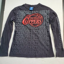 NBA LA Clippers Long Sleeve T-Shirt Black Print All Over Front Sz S UNK Blu Labl