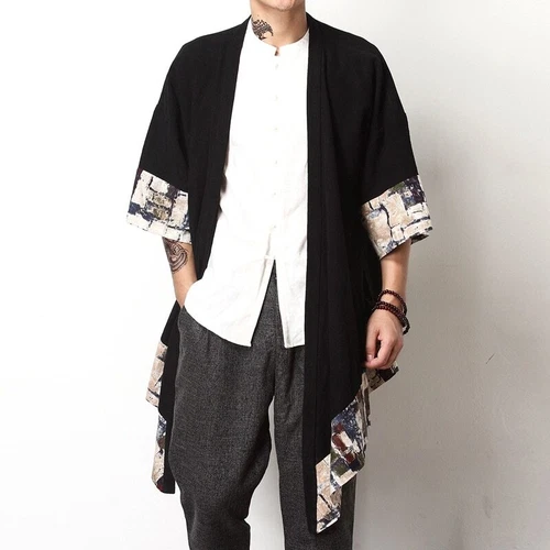 Sommer Kimono Strickjacke Herren Männer Samurai Kostüm Kleidung Kimono Jacke - Bild 9 von 38