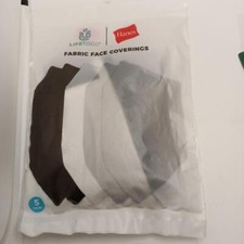 Hanes 100 Cotton Fabric Face Mask Reusable 5 PACK NEW