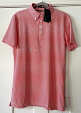 G/Fore G4 NWT Men's Small Polo Shirt Poppy Striped Red G4MS23K000 Logo NWT 120