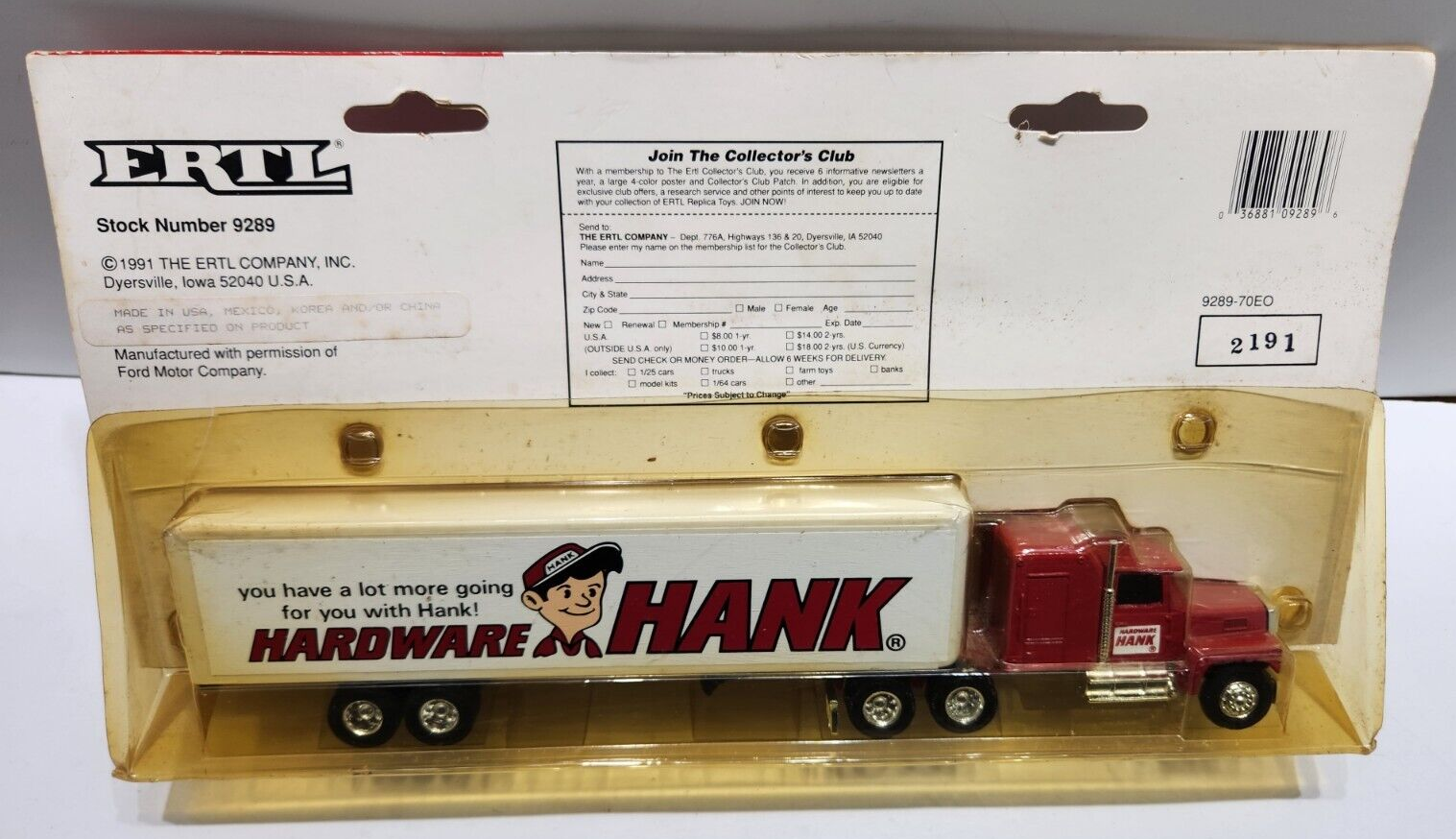Ertl Hardware Hank Ford Cab with Trailer 164 Scale Package Wear Ages 3+ eBay
