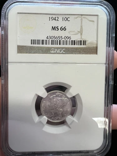 1942 Mercury Dime NGC MS66 FULL BANDS