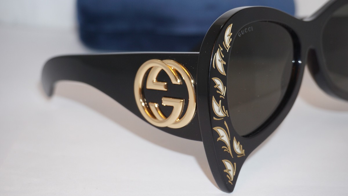 GUCCI Sunglasses Mask Black Pearl Feather GG0143S 002 55 18 140 GUCCI New Sunglasses Mask Black Pearl Feather Grey GG0143S  main image 2