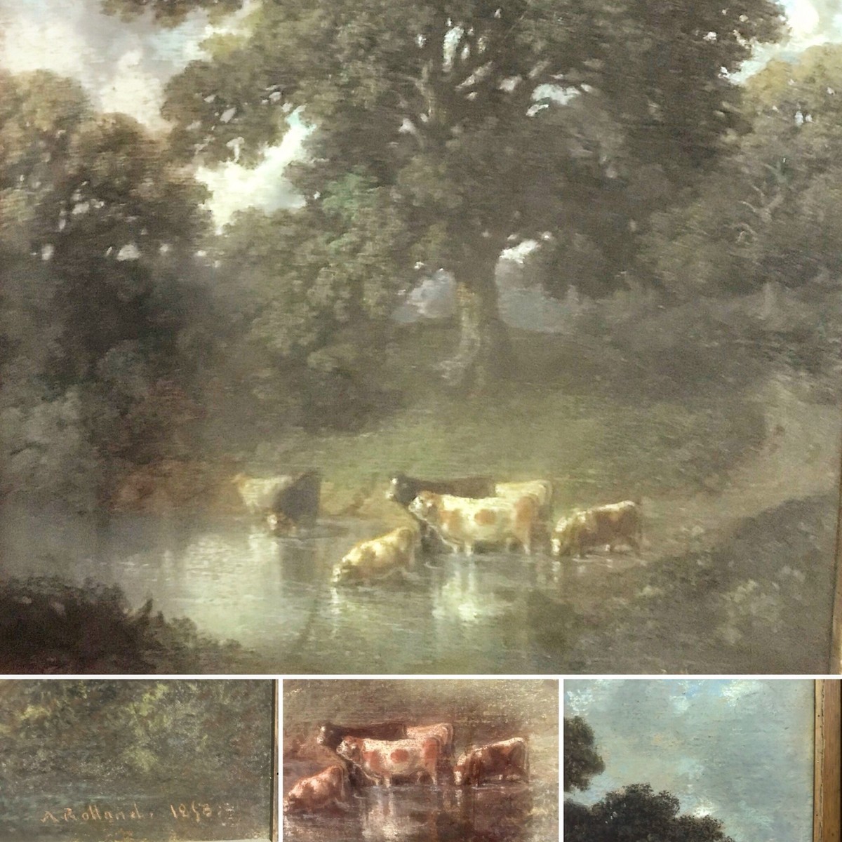 Tableau XIX° Troupeaux de vaches sous les arbres pour restauration