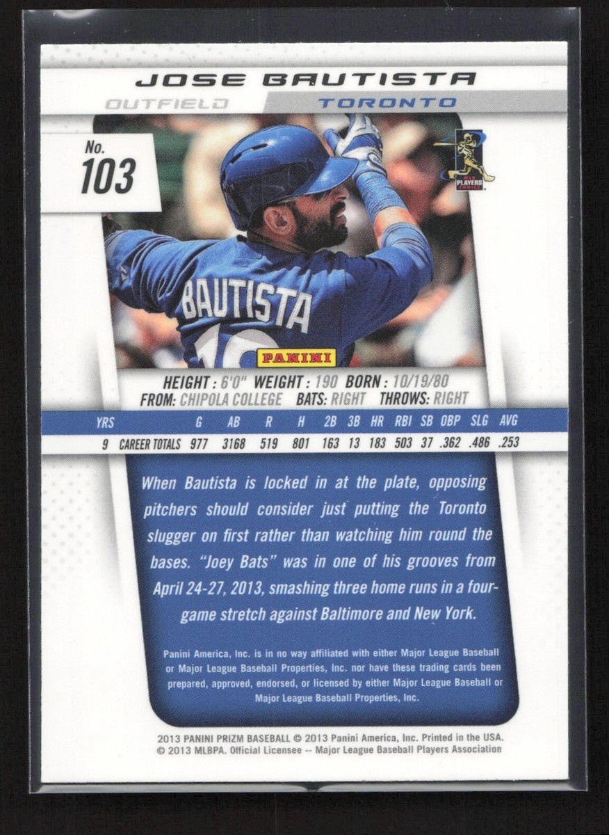 2013 Panini Prizm Jose Bautista #103 Toronto Blue Jays | eBay