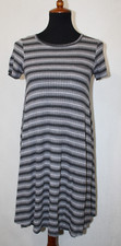 LuLaRoe Sz XXS Carly Swing Dress Gray Black Stripes w/Pocket