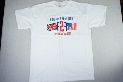 Vintage Elton John & Billy Joel Face 2 Face Tour Shirt Adult XL White Roadie 