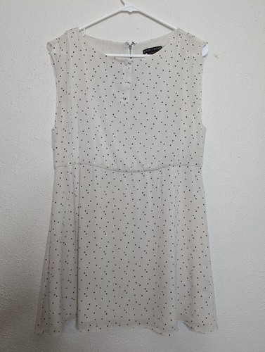 Alice & Olivia Small Employed Black White Dress Lined Chiffon Silk Polka Dot