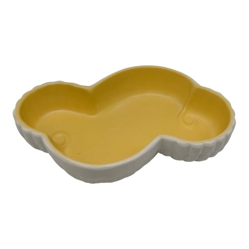 Vintage MCM Haeger Pottery Abstract Planter Bowl Yellow & Cream USA 10x6” - Picture 3 of 13