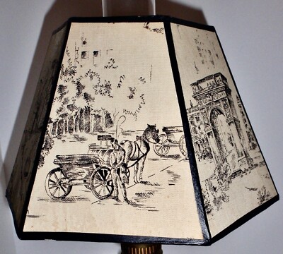 Vintage Hexagonal Landmarks of New York Canvas Oil Lamp Chimney Shade