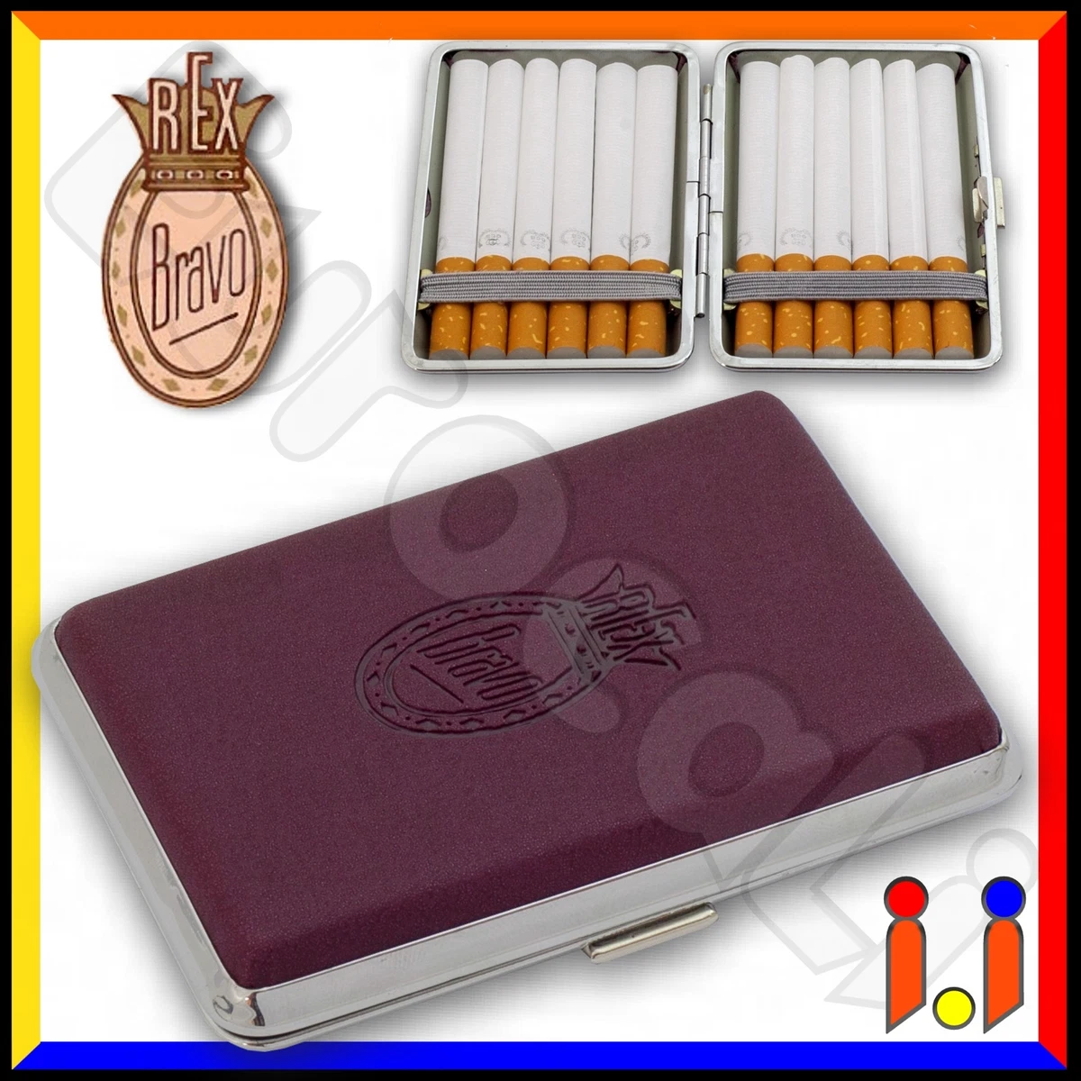 3 Portasigarette In Alluminio Argento - Custodia Rigida Antischiacciamento 60x27x92mm - 4