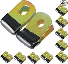 Brake Line Clip Set for 3/16" Tube, Cushioned Clip, 20 Pcs Steel Clips with Rubb