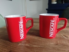 Lot 2 tasses / Mug Vintage Nestlé NESCAFE café rouge rare porcelaine Neuf Rare !