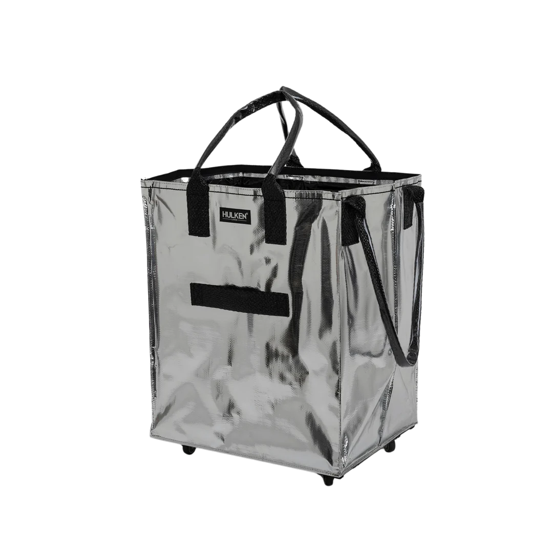 Hulken Bag Large Silver Rolling Shopping Trolley Tote Brand New