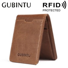 Vintage Anti RFID Genuine Leather Small Men's Wallet Credit Card Holder For Man