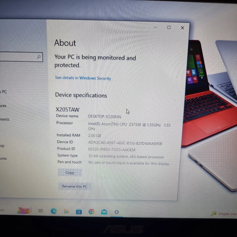 Asus X205T quad core 2GBram 32GB - works but not charging. power supply included - Image 4 of 4