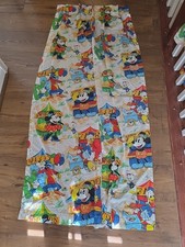 vintage 1980s disney mickey, pluto and donald 1 set of cafe style curtains