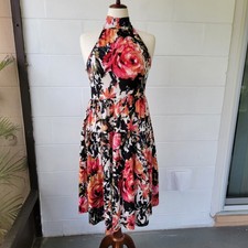 NWT Be Stage Midi Dress Floral Red Roses Women's M Boho Summer Romantic Stretchy