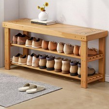 3 Tier Wooden Shoe Rack Seating Bench Hallway Storage Organiser Holder Stand 