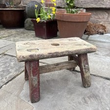 Chinese Workers Stool Seat Vintage Wooden Seat Home Decor Great Patina Small