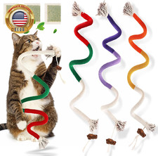 Cat Toys Chew Ropes 3Pcs with Natural Catnip, Safe Teeth Cleaning Toy for Indoor