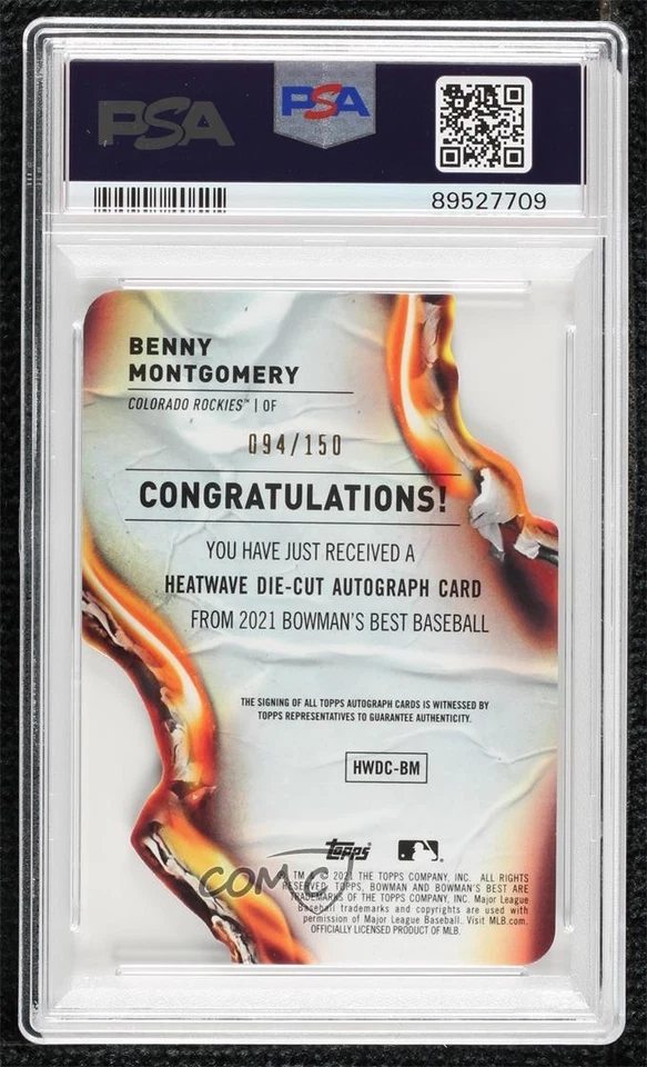 2021 Bowman's Best Heatwave Die-Cut /150 Benny Montgomery PSA 10 GEM MT Auto - Image 2 of 2