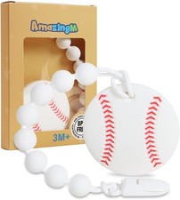 Baby Food Grade Silicone Sport Ball Teether Toy with Pacifier Clip