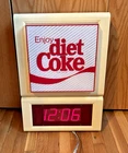 Vintage Enjoy Diet Coke Wall Clock -Works great- 16 x 11 x 3.5-1980's