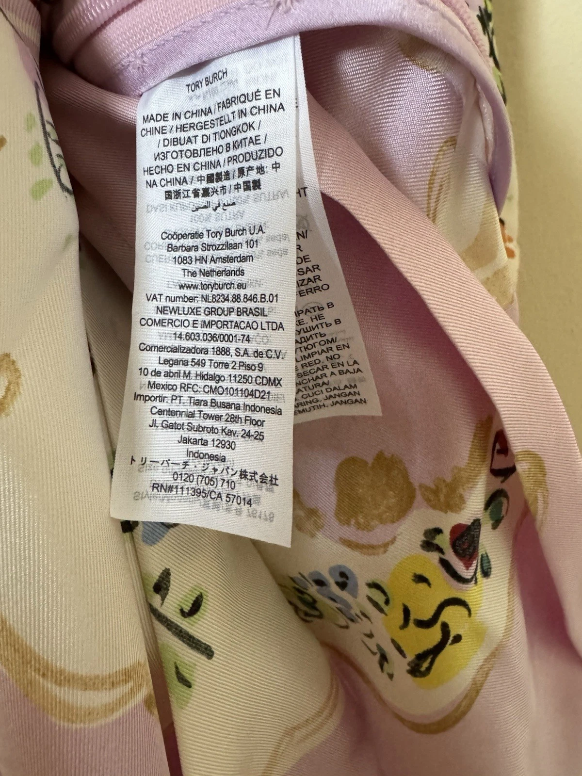 Abito midi Tory Burch nuovo floreale fiocco seta rosa porcellana taglia 0