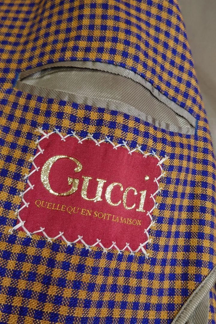 Gucci Giacca Lino A Scacchi Marrone Taglia 46 Ottima Usata Italia 2021AW