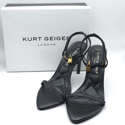 KURT GEIGER LONDON 39 US 8.5 Leather Shoreditch Strappy Locked Heels Sandals