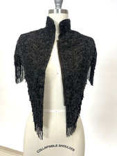Antique Victorian Edwardian Mourning Heavily Jet Beaded Mantle Cape AS IS