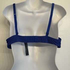 La Perla 3 Blue Padded Underwire Lace Floral Bra Size 36C Made In Italy Silk