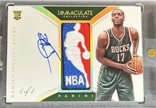 2014-15 Damien Inglis Bucks French Guiana Panini Immaculate RC Logoman Auto #1/1